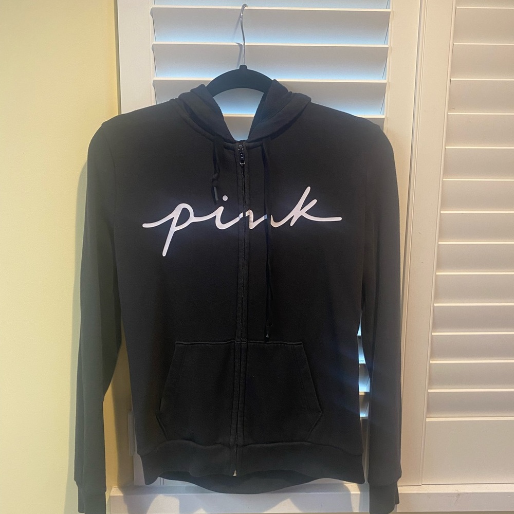 Black Hoodie with White 'Pink' Logo
